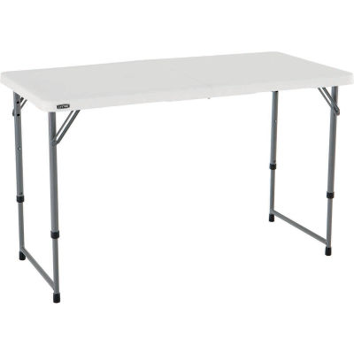 Lifetime® Adjustable Height Plastic Fold-In-Half Table, 24" x 48", White
