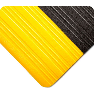 Wearwell® Deluxe Tuf Sponge Anti Fatigue Mat 5/8' Thick 3' x 60' Black/Yellow Border