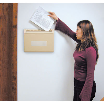 Wall Mount Drop Box, 18"W x 4"D x 14"H, Putty