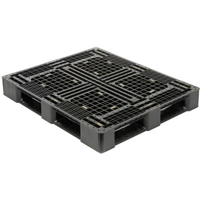 Rackable Plastic Pallet Black HDPE 48x40 Fork Capacity 4000 Lbs