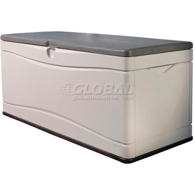 Lifetime 60012 Outdoor Deck Storage Bench Box 130 Gallon, Tan w/Brown Lid