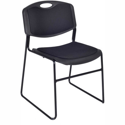 Regency Plastic Stack Chair with Padded Seat and Back - 400 lb. Capacity - Black - Pkg Qty 4