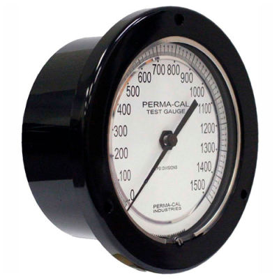 Perma-Cal 101FTM27A01, 4.5" Dial, 0-30 psi, 1/4" NPT, Rear Mount, SS Connection, BLK Front Flange