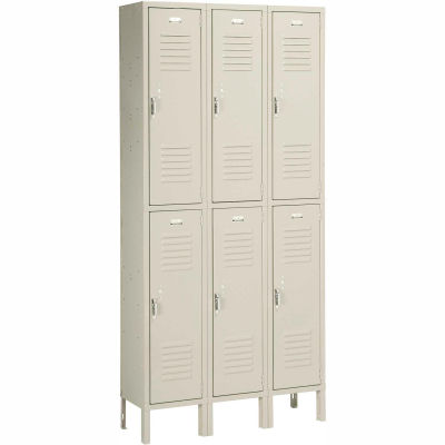 Penco 6233V-3-073SU Vanguard Locker Pull Latch Double Tier 12x15x36 6 Doors Assembled Champagne