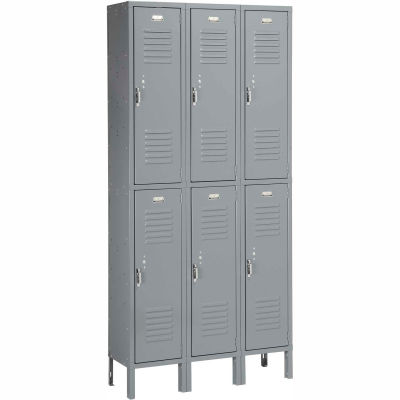 Penco 6235V-3-028SU Vanguard Locker Pull Latch Double Tier 12x18x36 6 Doors Assembled Gray