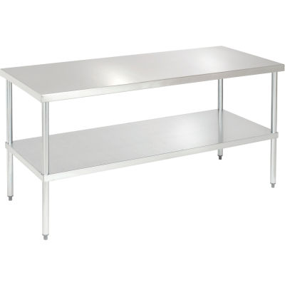 Aero Manufacturing 2TS-3072 14 Gauge Workbench 304 Stainless Steel - Adj.Undershelf 72"W x 30"D