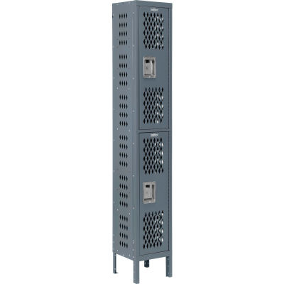 Global Industrial Infinity® Double Tier 2 Dr Ventilated Locker, 12"Wx12"Dx36"H, Assembled