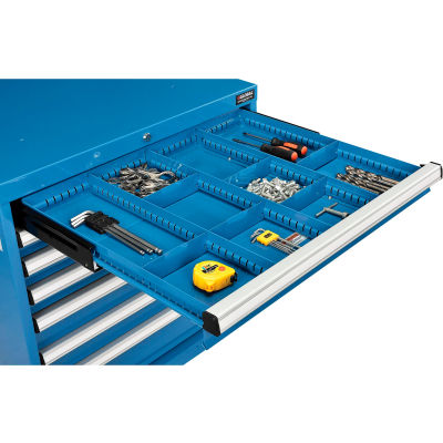 Global Industrial™ Divider Kit for 3"H Drawer of Modular Drawer Cabinet 30"Wx27"D, Blue