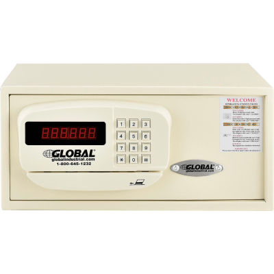 Global Industrial™ Personal Hotel Safe Electronic Lock Card Slot 15x10x7 Keyed Differently WHT