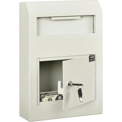 Global Industrial™ Wall-Mount Depository Drop Box, 10"W x 4-1/4"D x 15"H, Beige