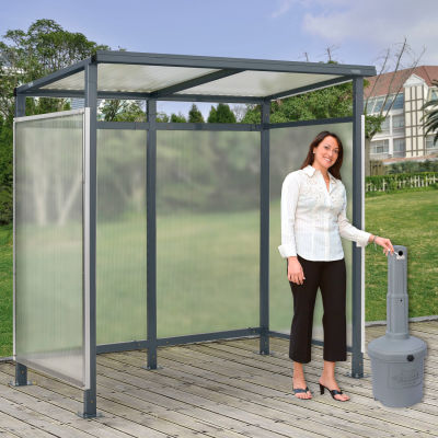 Global Industrial Bus Smoking Shelter 3-Side W/GRY 5 Gallon Outdoor Ashtray 6'5"Wx3'8"Dx7'H