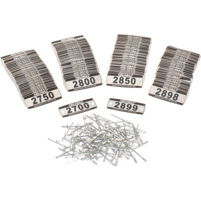 Global Industrial Locker Number Plate Kit, Numbered 2700-2899, 200/Pack