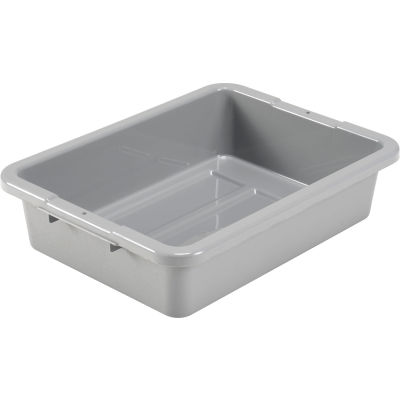 Global Industrial NSF Plastic Bus Tub, 20"L x 15"W x 5"H, Gray - Pkg Qty 12
