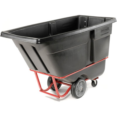 Rubbermaid® Heavy Duty Plastic Tilt Truck, 1 Cu. Yd. Cap, 2100 Lbs. Cap, Black
