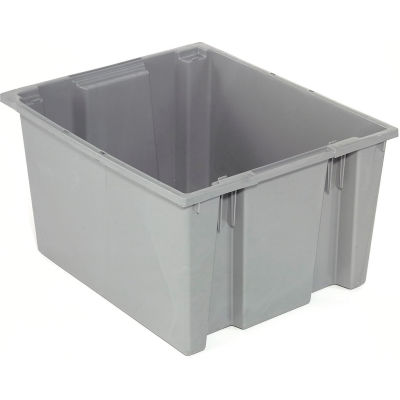 Global Industrial Stack and Nest Storage Container SNT300 No Lid 29-1/2 x 19-1/2 x 15, Gray - Pkg Qty 3