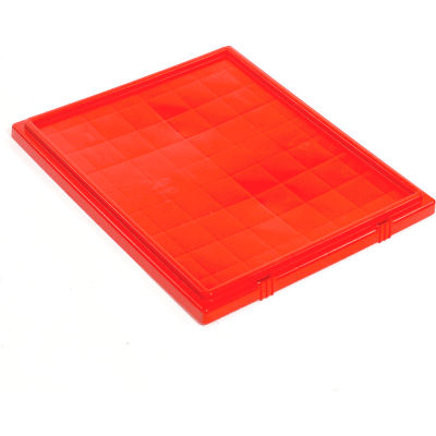 Global Industrial Lid LID231 for Stack and Nest Storage Container SNT225, SNT230, Red - Pkg Qty 3
