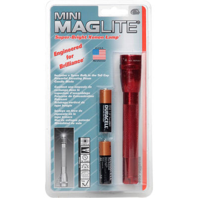 Maglite® M2A036 2 Cell AA Mini Flashlight Red