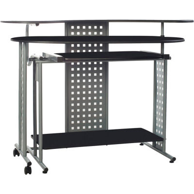 OneSpace 50-100705 Regallo Expandable L-Shaped Computer Desk, Black