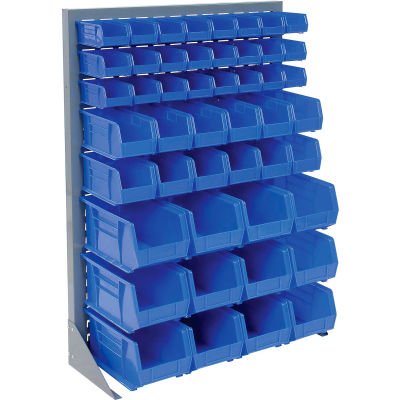 Global Industrial Singled Sided Louvered Bin Rack 35 x 15 x 50 - 42 Blue Premium Stacking Bins