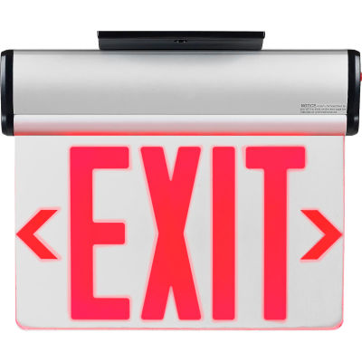 Global Industrial™ Surface Mount LED Edge Lit Exit Sign Red Letters Nickel-Cadmium Battery UL