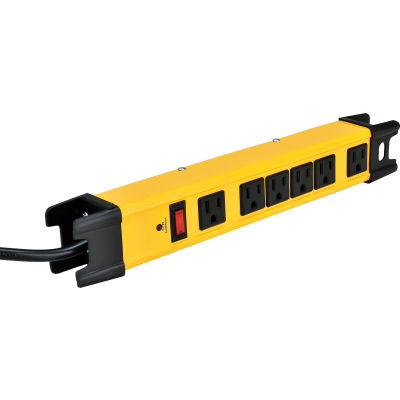 Global Industrial 6-Outlet Power Strip, 6' Cord 14/3 Lighted Switch, 15A, 1875W cETL