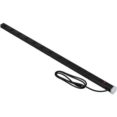 Global Industrial™ 12-Outlet 48" Power Strip, 9' Cord 14/3 Lighted Switch, 15A, 1875W, cETL