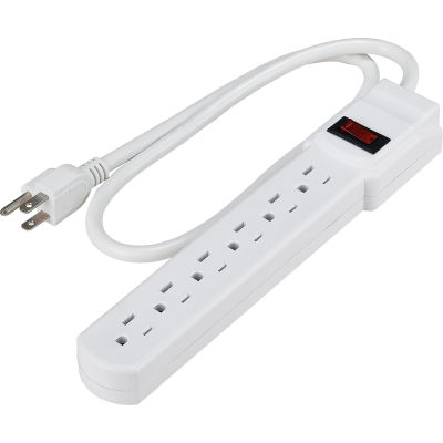 Global Industrial™ 6 outlet Power Strip 2.5' Cord 14/3C Lighted Switch ...