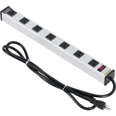 Global Industrial™ 19-in. 7 outlet Aluminum Power Strip with 6-ft Cord ETL/cETL