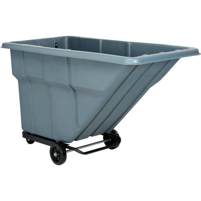 Global Industrial Standard Duty Plastic Tilt Truck, 1 Cu. Yd. Cap,1000 Lbs. Cap, Gray