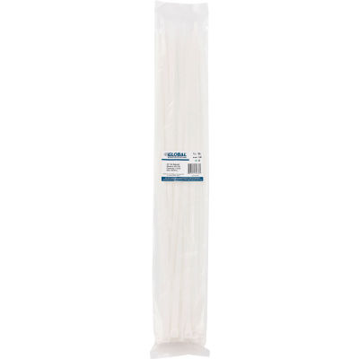 Global Industrial™ 24" Cable Zip Ties, Natural w/UV, 175 lb, 100 pack