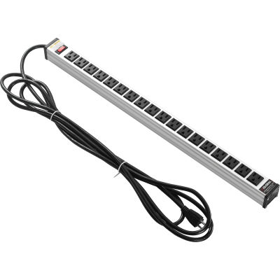 Global Industrial Power Strip, 18 Outlets, 15A, 24"L, 15' Cord