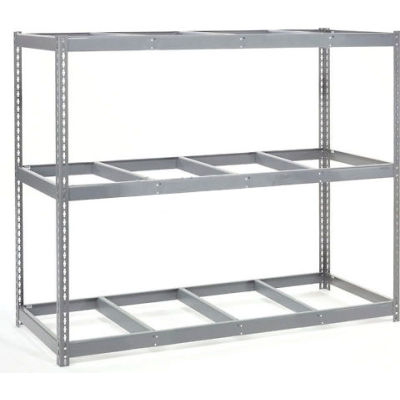 Wide Span Rack 96"W x 48"D x 84"H With 3 Shelves No Deck 800 Lb Capacity Per Level - Gray