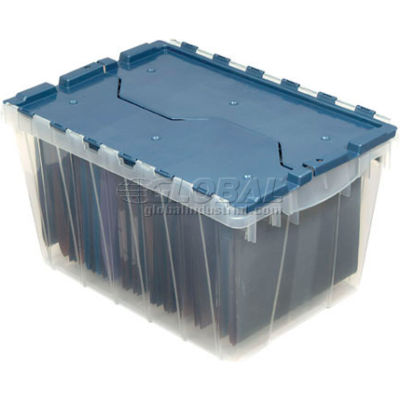 Akro-Mils® Clear Attached Lid Container 66486FILEB w/File Rails - 21-1/2"L x 15"W x 12-1/2"H - Pkg Qty 6