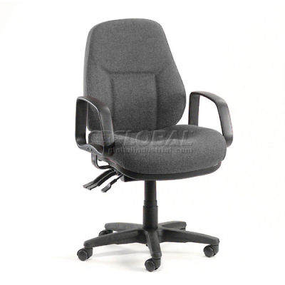 Interion® Task Chair With Mid Back & Fixed Arms, Fabric, Gray