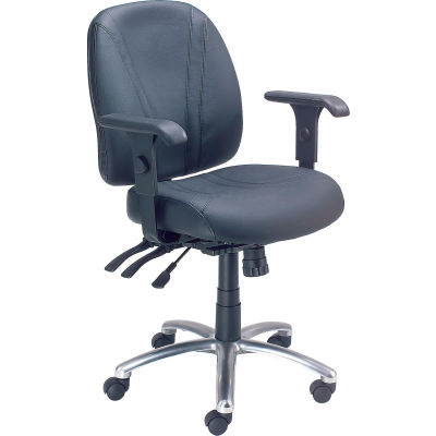 Interion® Office Chair With Mid Back & Adjustable Arms, Leather, Black