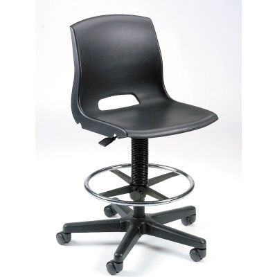 Interion® Plastic Stool - Height Adjustable - Black