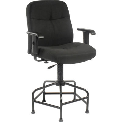 Interion® Big and Tall Stool With Arms - Fabric - Black
