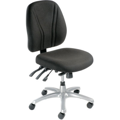 Interion® Multifunctional Office Chair - Fabric - Mid Back - Black Seat Silver Base