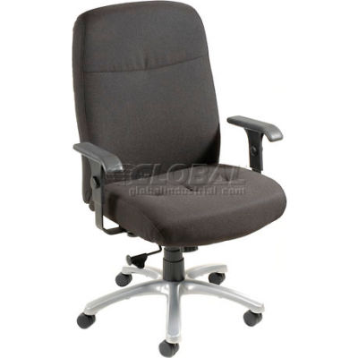Interion® Big and Tall Chair with Arms - Fabric - High Back - Black