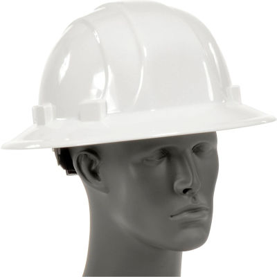 ERB 19911 Omega II Full Brim Hard Hat, 6-Point Ratchet Suspension, White