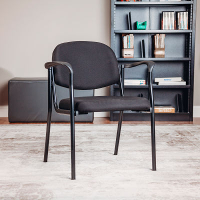 Interion® Guest Chair with Arms - Fabric - Black - Pinehurst Collection
