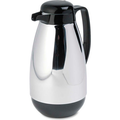 Glass Lined Chrome-Plated Carafe, 1-Liter Capacity, Black Trim