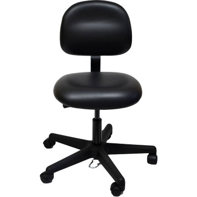 ESD-Safe Vinyl Clean Room Chair with Nylon Base with Drag Chain Black