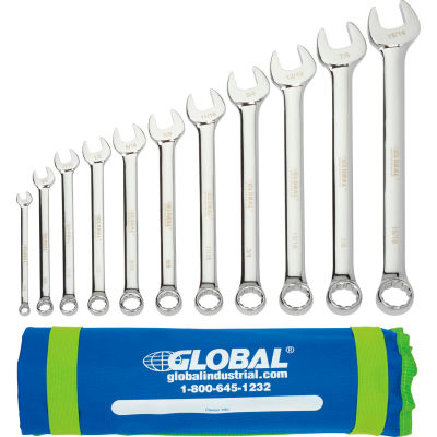Global Industrial 11 Piece SAE Combination Wrench Set in Mesh Pouch