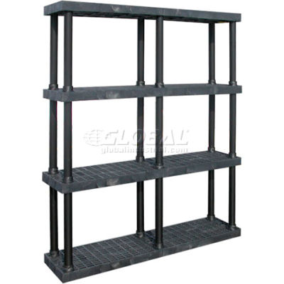 Structural Plastic Vented Shelving, 66"W x 16"D x 75"H, Black