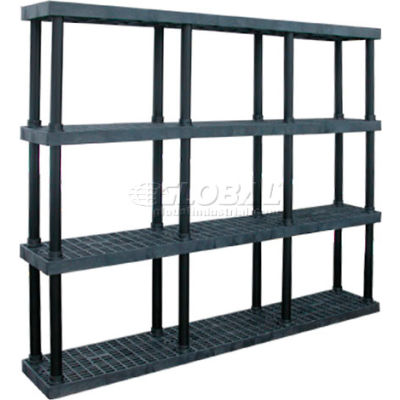 Structural Plastic Vented Shelving, 96"W x 16"D x 75"H, Black