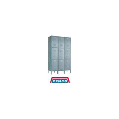 Penco 6319V-3-028KD Door Pull Handle Triple Tier Locker 12x12x24 Unassembled 3 Wide Gray