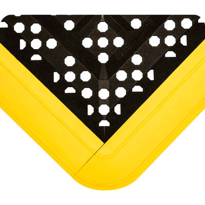 Wearwell® F.I.T. Kit Open Grid 5/8" Thick 2.25' x 4.5' Black w/Yellow Edging