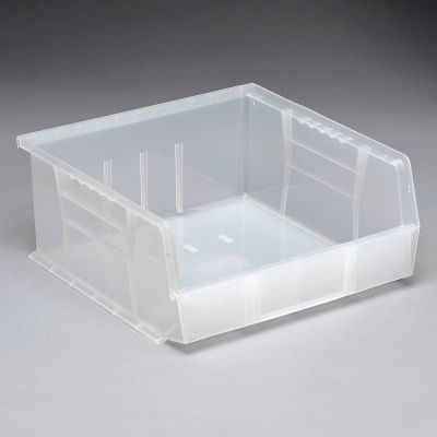 Global Industrial Plastic Stack & Hang Bin, 11"W x 10-7/8"D x 5"H, Clear - Pkg Qty 6