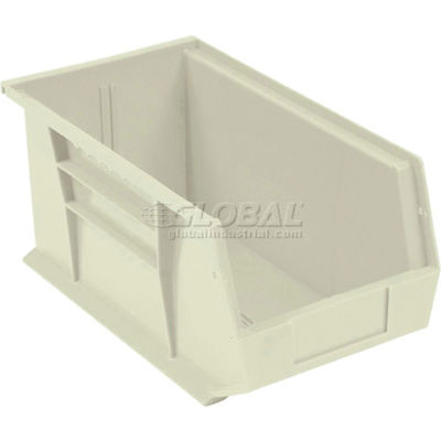 Global Industrial Plastic Stack & Hang Bin, 5-1/2"W x 14-3/4"D x 5"H, Beige - Pkg Qty 12